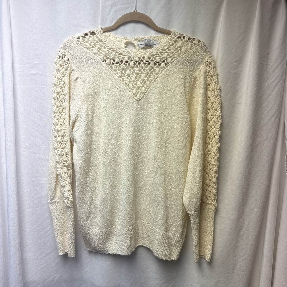 Y2K Vintage Ivory Moonlight Bay sweater‎ size Large boho cottage western